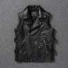 Chinese Size Biker Vest Top Layer Cowhide Leather Vest Men's Slim Short Motorcycle Clothing Riding Jacket Sleeveless Genuine Cow Club Vest
