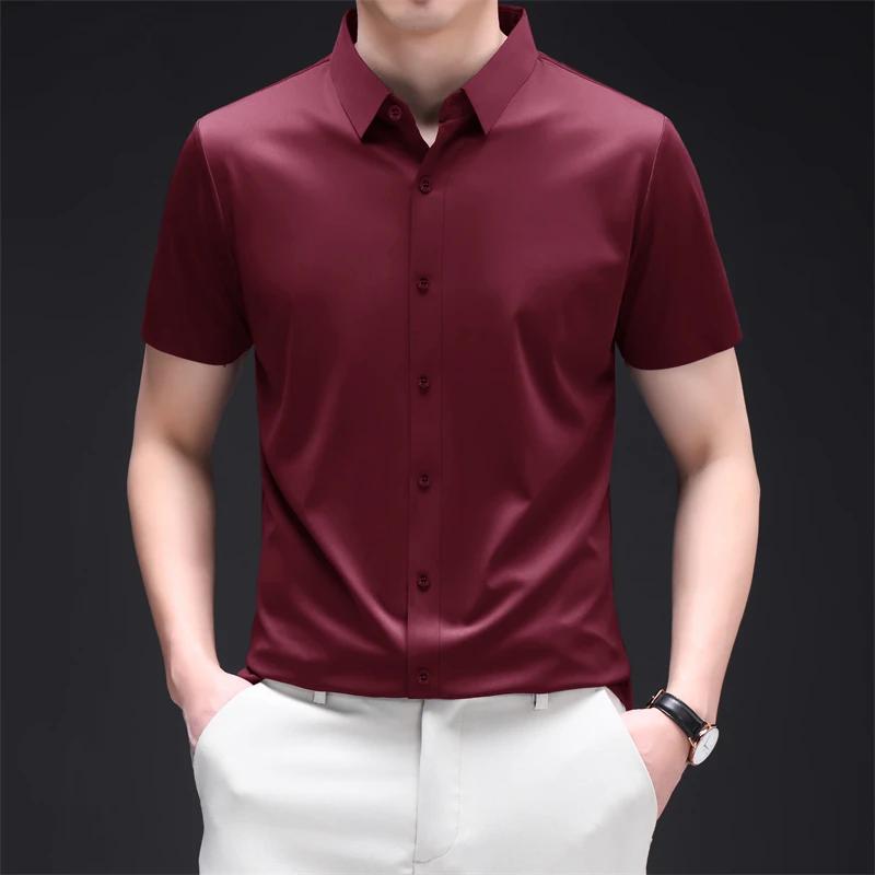 Новая мужская рубашка business casual с коротким рукавом, однотонная, устойчивая к складкам, не мнется, удобная, для любого сезона, универсальный топ