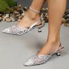 Women's Shoes  New Slingbacks Women's High Heels Mesh Dress Pumps Women Pointed Toe Bling Slip On Thin Heels Ladies Sandals