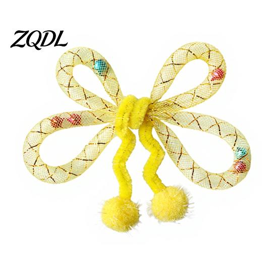 Stress Relief Toys for Cats Mesh Tube Cat Toy, Butterfly Shape Interactive Chew Toy with Bells Kitten Enrichment And Plush Balls, Flexible Indoor