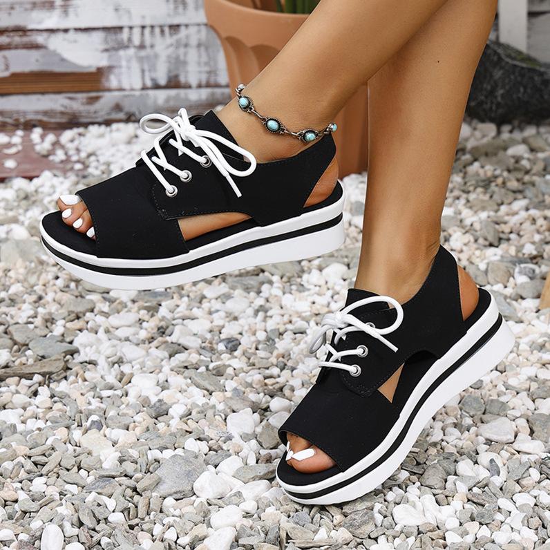 Летние Новые Туфли-балетки с открытым носком для женщин Повседневные сандалии на платформе Комфортные Дизайнерские Увеличивающие рост Пляжная обувь Zapatos