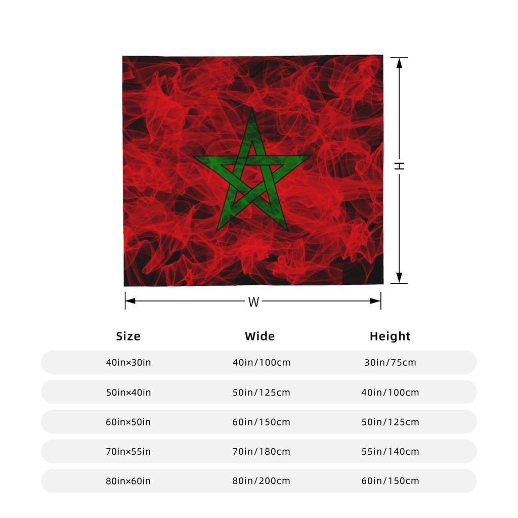 Moroccan Flag Morocco Blanket Fleece Autumn/Winter Breathable Ultra-Soft Throw Blankets for Home Travel Quilt