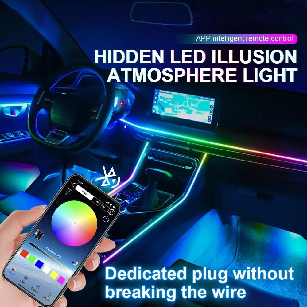 14 In 1 Car Symphony Ambient Light RGB LED Atmosphere Acrylic Strip Remote APP