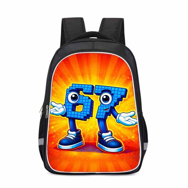 Kids Cartoon Print Backpack School - Lightweight Ergonomic Design With Reflective Stripes Oxford Fabric Grades 3-4