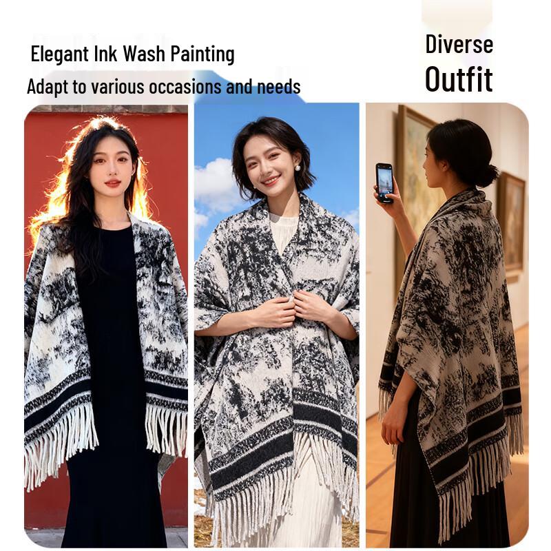 Tucano Women's Ethnic Style Oversized Warm Shawl Scarf