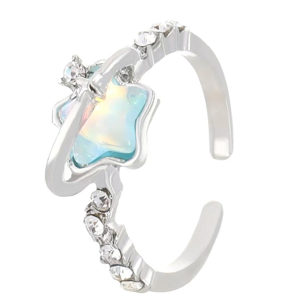 Blue Star Moon Adjustable High-End Index Finger Ring Jewelry