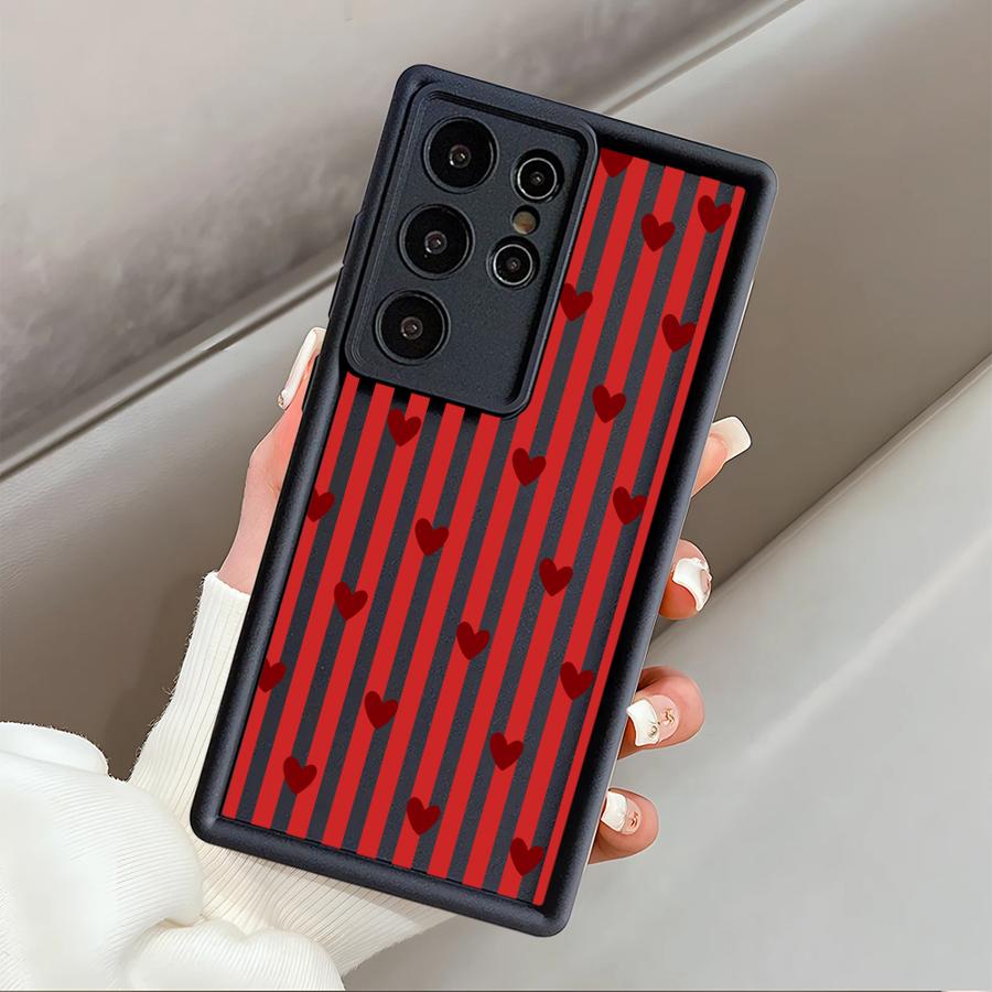 Чехол-бампер с полосками и сердцем для Samsung Galaxy S26 Ultra S20FE S25 S25 Edge S23 FE S24Ultra S22 S24 Plus S21