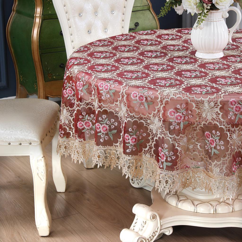 Lace Embroidered Tablecloth Pastoral Style Coffee Table Cloth Dining-Table Decoration Beautifying Round Table Tablecloth