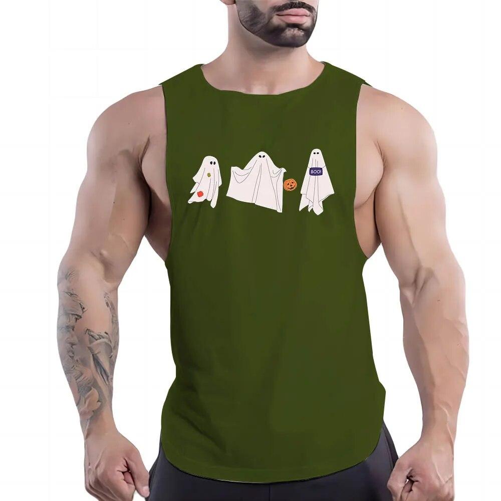 Топ для спортзала, модный спортивный стиль, повседневный жилет без рукавов, рубашка с принтом куклы на Хэллоуин, мужской спортивный жилет для баскетбола на открытом воздухе, быстросохнущий
