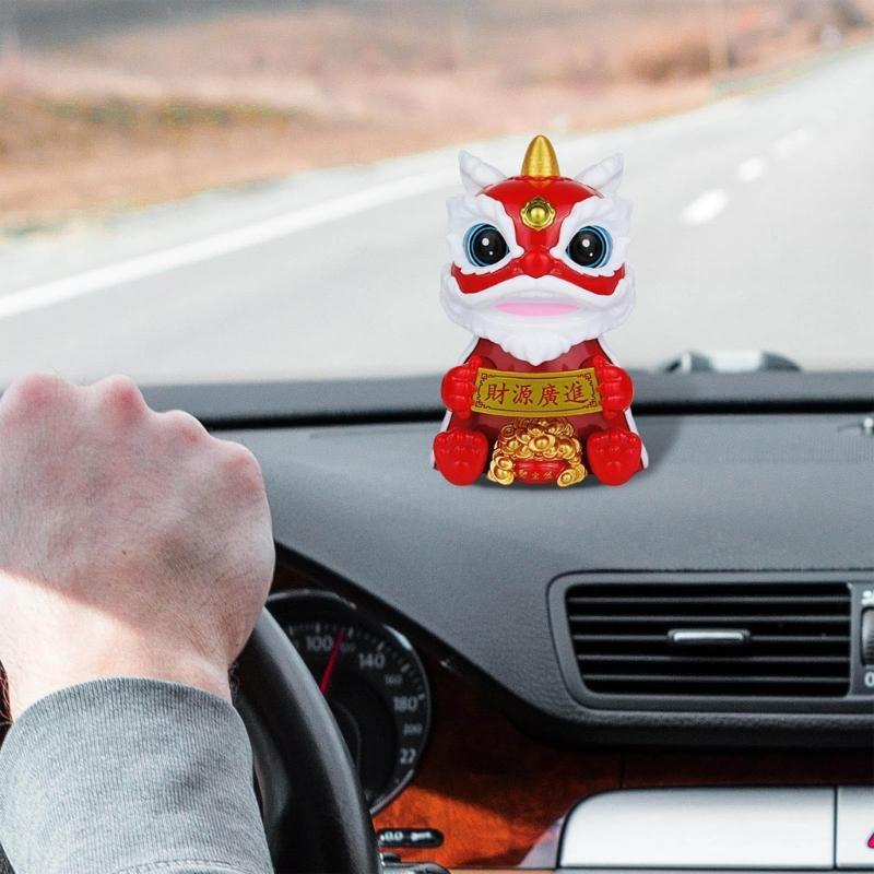 Счастливый танец львов Солнечная автодекорация Традиционный фестиваль Украшение для приборной панели Простая установка Для дома и автомобиля