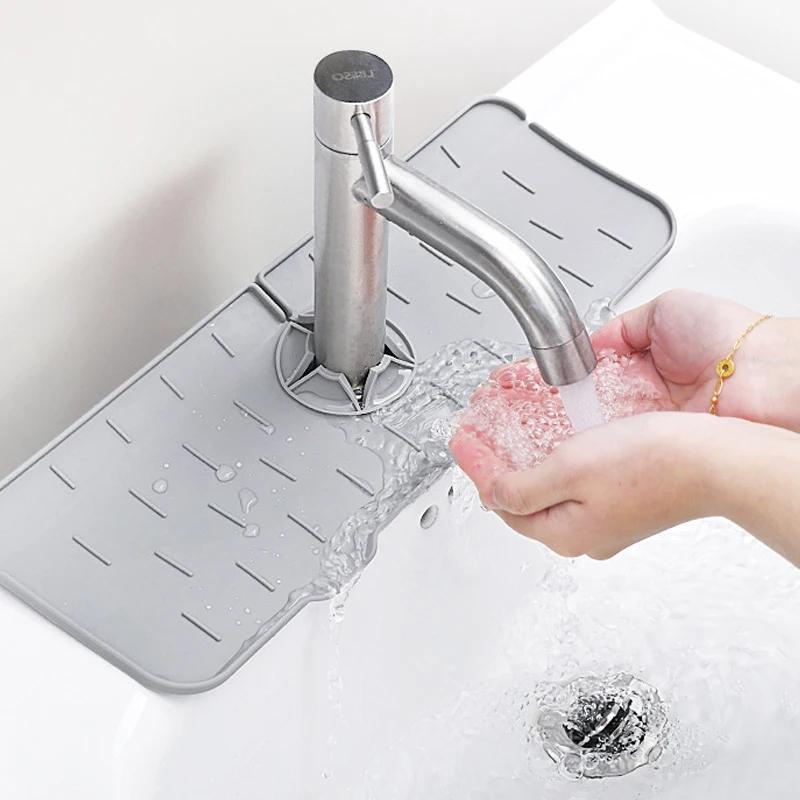 Faucet Mat Kitchen Sink Silicone Splash Pad Drainage Waterstop Bathroom Countertop Protector Quick Dry Tray
