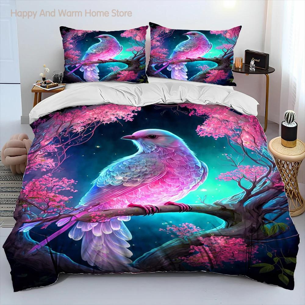 3D Exquisite Bird Flower Animal Comforter Bedding CollectionDuvet Cover Bed Collection Quilt Cover PillowcaseKing Queen Size Bedding Collection