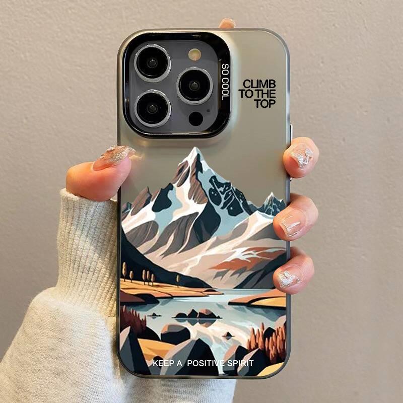 Ударопрочный чехол для телефона 'Закат' iphone16pro Для iPhone 16 15 Pro Max 16E 14 13 12 11 16Plus Персонализированный Вершина горы Самолет