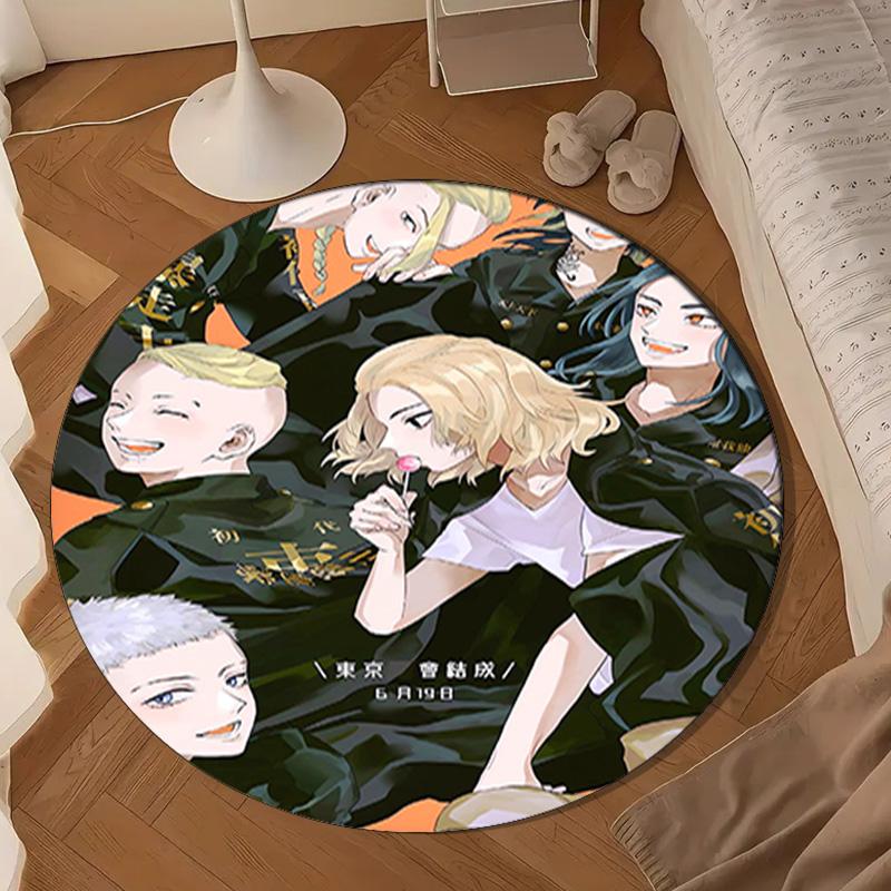 Tokyo anime Round Rug for Livingroom,Bedroom, Palyroom, Chair Rug, Area rug, Circle Carpet, Large Size Fan Christmas gift