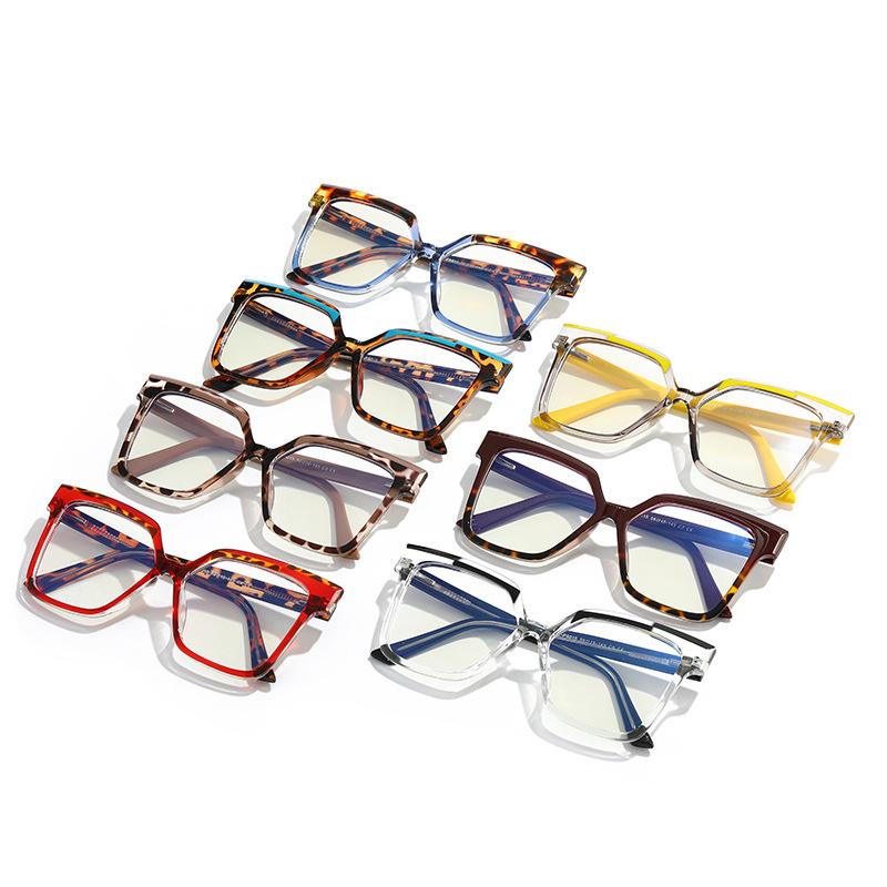 Personalized Tr90 Anti-Blue Light Large Frame Flat Mirror, Contrasting Color Glasses Frame