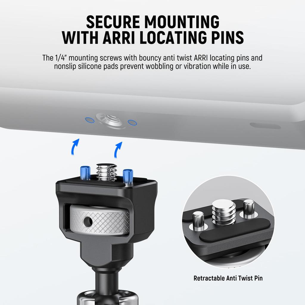 NEEWER Magic Arm Articulating Arm with Ball Locating Screw for Light Compatible SmallRig Cage Rig ST16 11"/28cm 360° Head/ARRI Pin/1/4" DSLR/Action