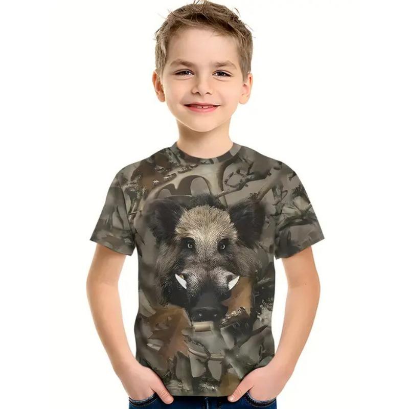 Детская футболка с 3D-принтом, летняя футболка с круглым вырезом и короткими рукавами для мальчиков в стиле аниме с 3D-принтом