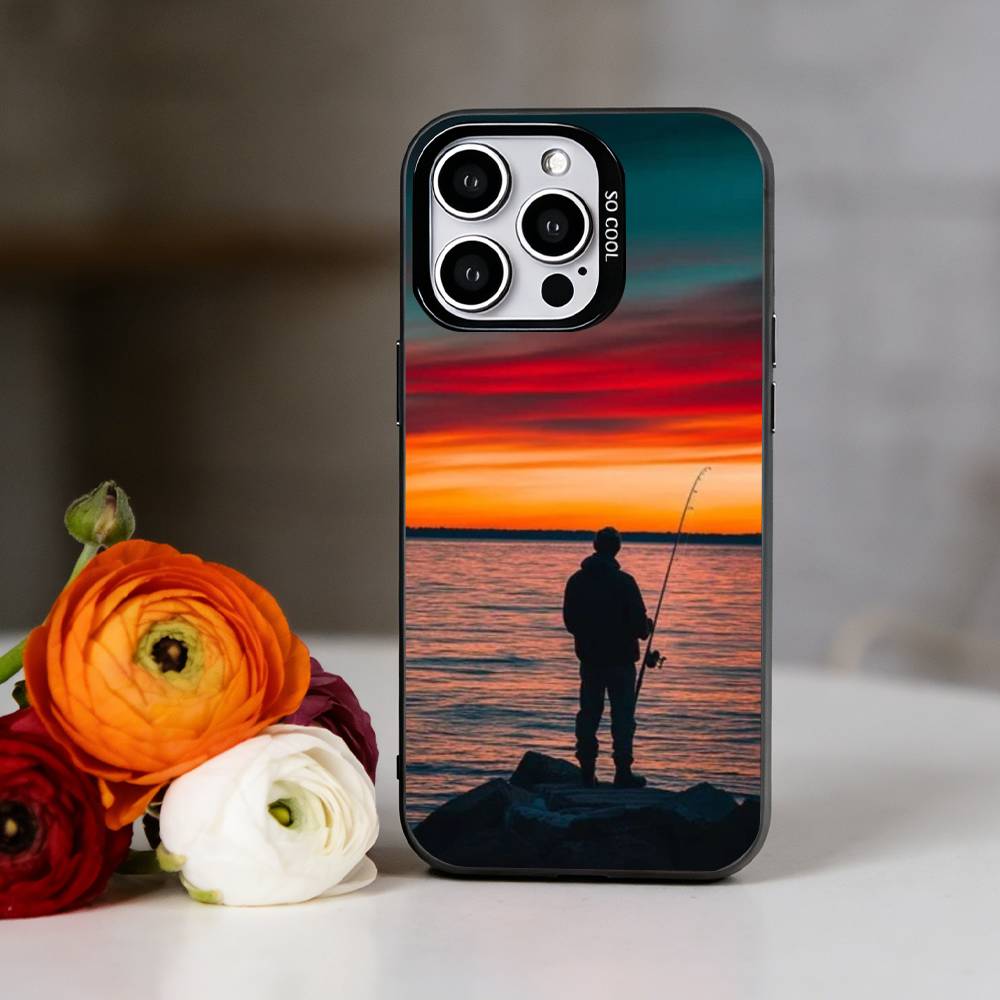 F-Fishing enthusiast Phone Case For iPhone 17,16,15,14,13,12,11 Plus,Pro Max,XS,Colorful Silver Black Cover