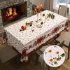 Christmas Rectangle Tablecloth Waterproof Xmas Holly Candy Cane Table Cloth Washable Table Cover for Home Dinner Party Decoration