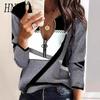 Women's Fashion Casual Autumn Winter Long Sleeve Zip Collar Blouses & Shirts