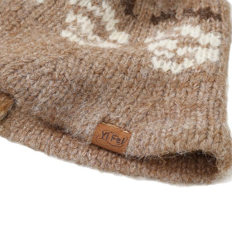 Autumn and Winter Patterned Knitted Fisherman Hat Outdoor Windproof and Warm Hat Fashionable Versatile Pot Hat