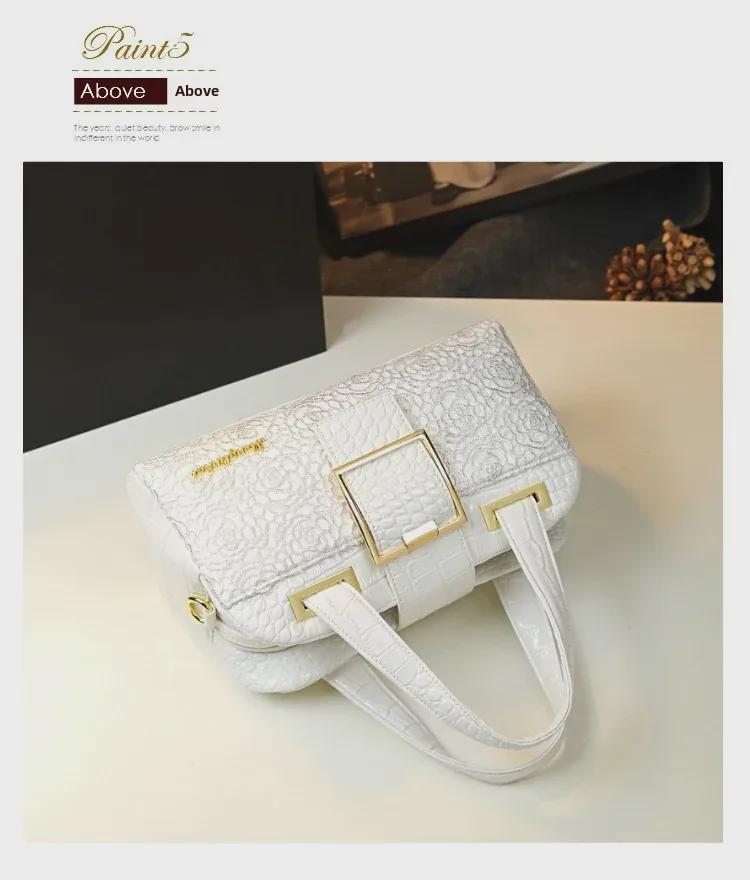 Элегантная женская сумка из натуральной кожи 2025 года: Многослойная, вместительная сумка через плечо и через плечо для людей среднего возраста