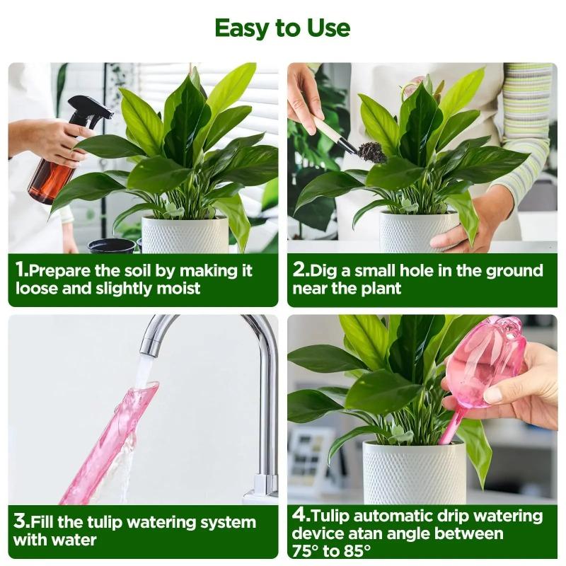 Plant Watering Globes Planter Insert Spikes Devices Large Flower Shape Automatic Plastic Self Drip Indoor Outdoor Tool