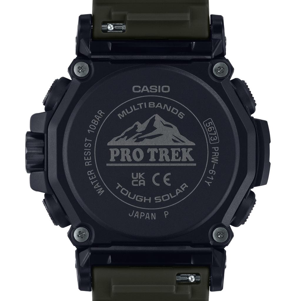 Casio Мужские часы Pro Trek из нержавеющей стали, водонепроницаемость 100 м, цифровые, с будильником, кварцевые, PRW-61Y-3