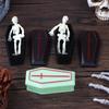 2/4Pcs Dollhouse Halloween Coffin Box Skeleton Man Decorative Ornament Model Toy Miniature Prank Props Box Model Trickery Props