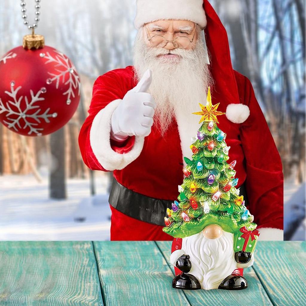 Рождественская елка из смолы, изысканная светящаяся керамическая рождественская елка в виде гнома с цветной подсветкой для украшения дома на Рождество