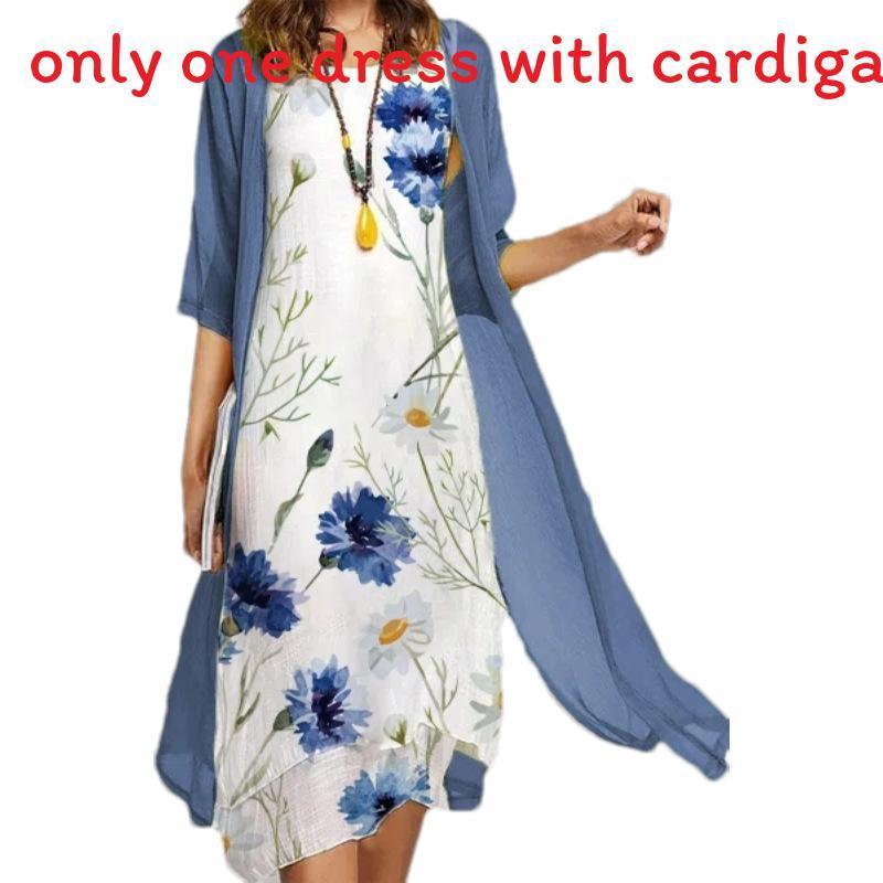 European Summer Casual Dress Two Piece Set With Print Pattern For Women