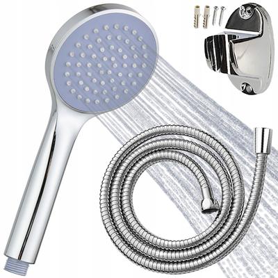 Shower Set: Handset + Hose + Shower Holder, Chrome, Round Nozzles