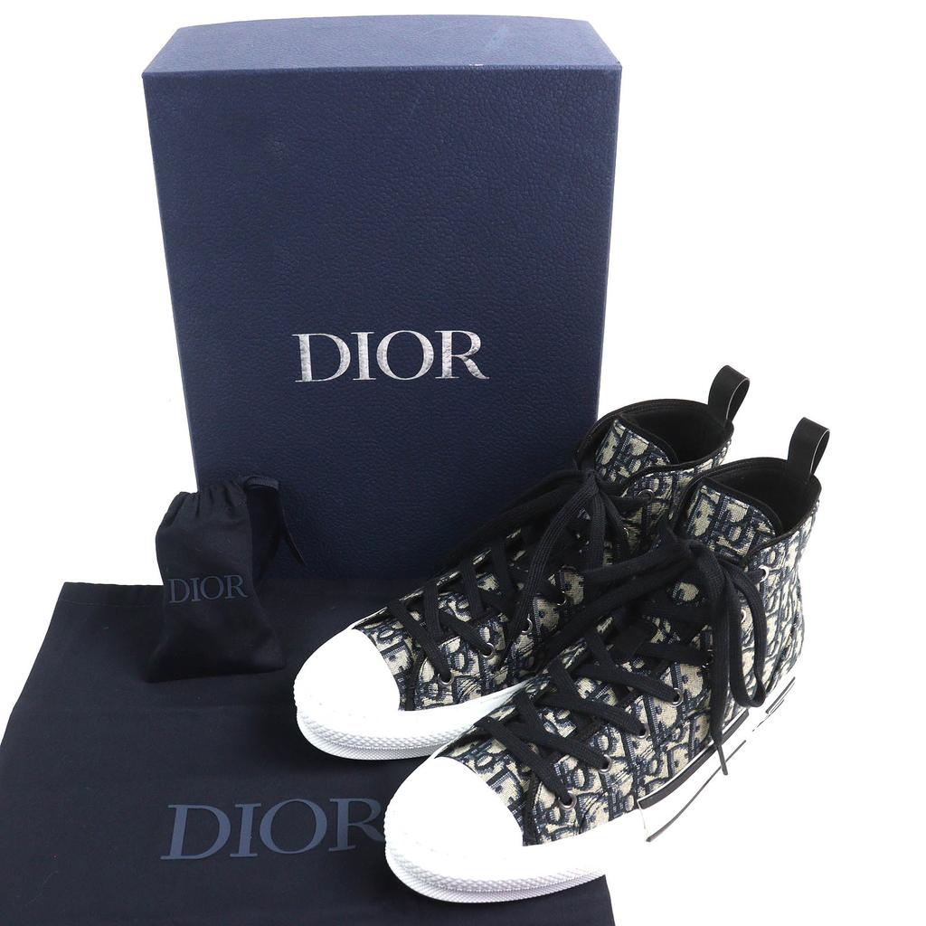 Безупречные Высокие кроссовки DIOR B23 с логотипом Oblique Черно-бежевые мужские 43 3SH126ZSA Б/у