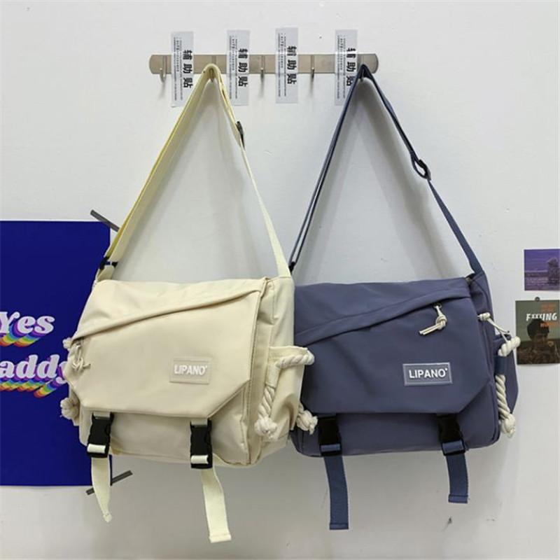 Молодежная мода нейлоновые сумки через плечо для женщин сумки на ремне большая вместимость однотонная холщовая сумка-мессенджер для девочек школьные сумки