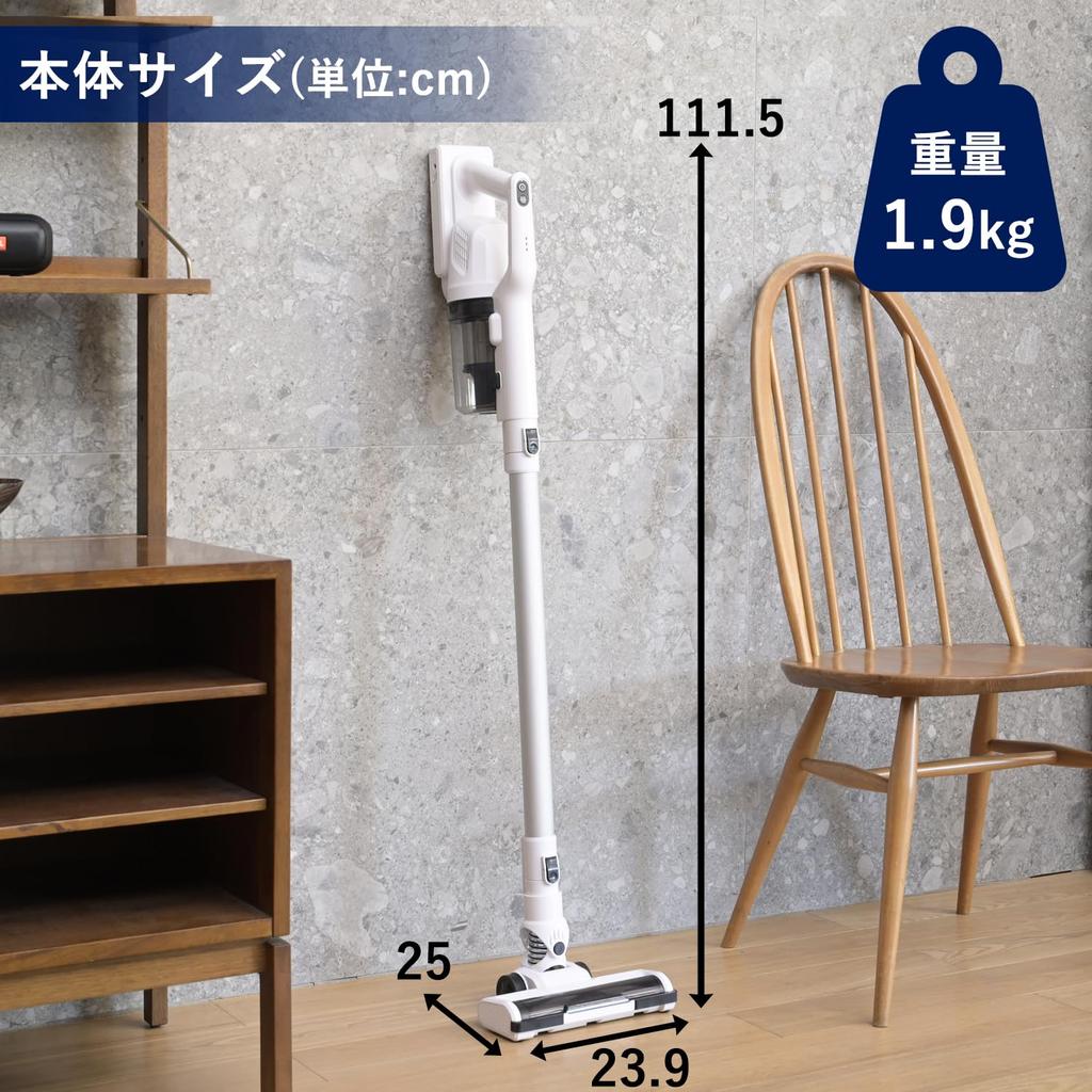 Пылесос для жизни Stick Power Strong, оснащенный светодиодом белого цвета [Yamazen], очиститель, беспроводной, перезаряжаемый, циклонный, легкий, один, очиститель, удобный,