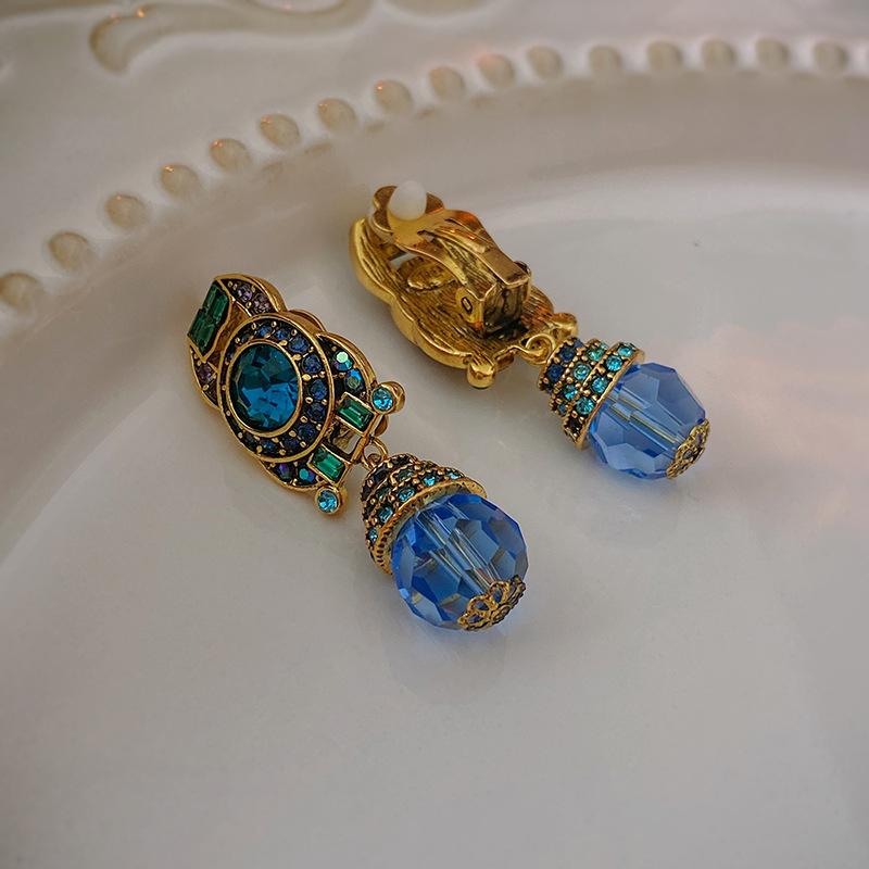 Ретро-синие серьги-клипсы, модные и универсальные, легкие, роскошные и высококачественные