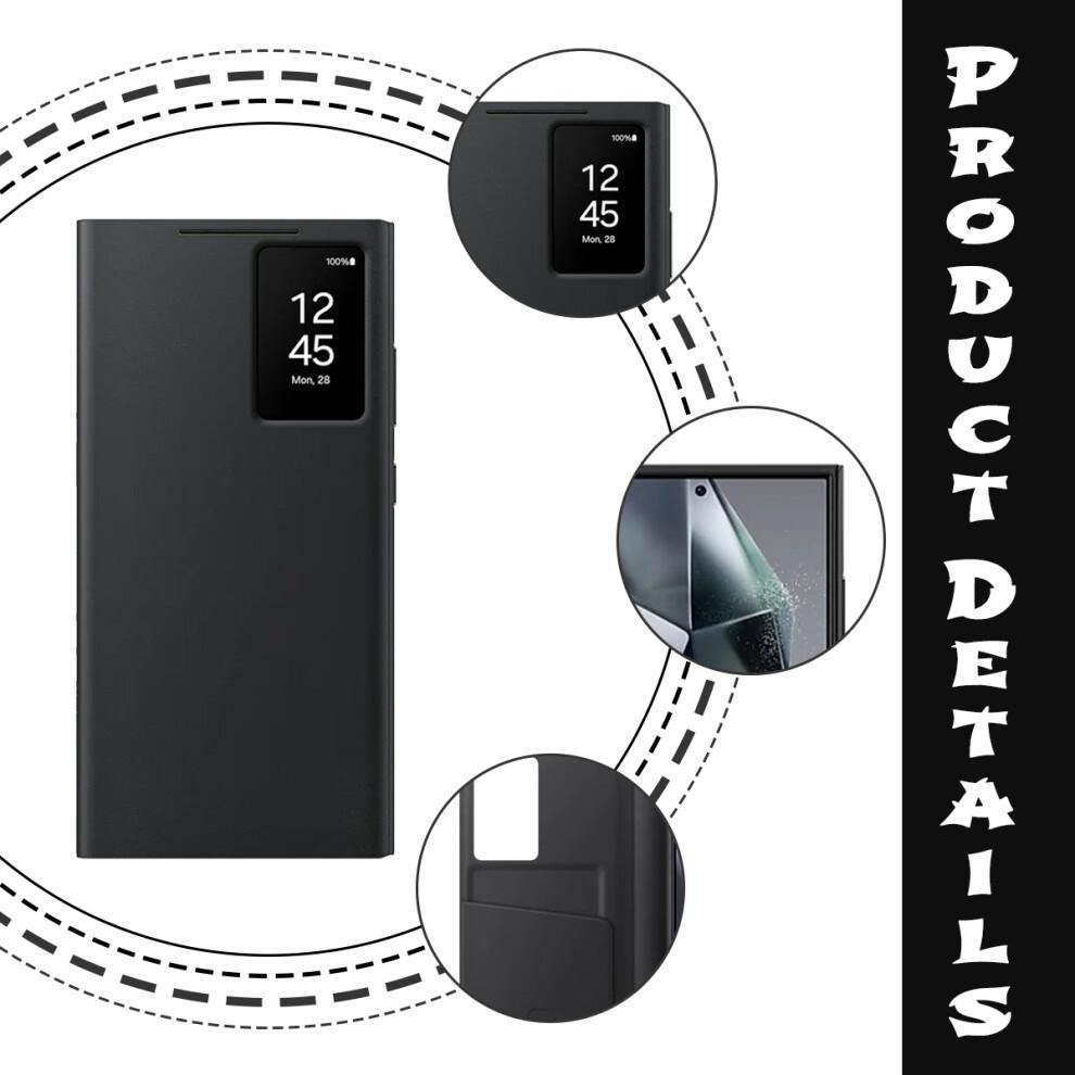 Совместим с черным чехлом-бумажником Smart View для Samsung Galaxy S24 Ultra