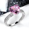 European & American Pink Heart-Shaped Zircon Diamond Engagement Ring