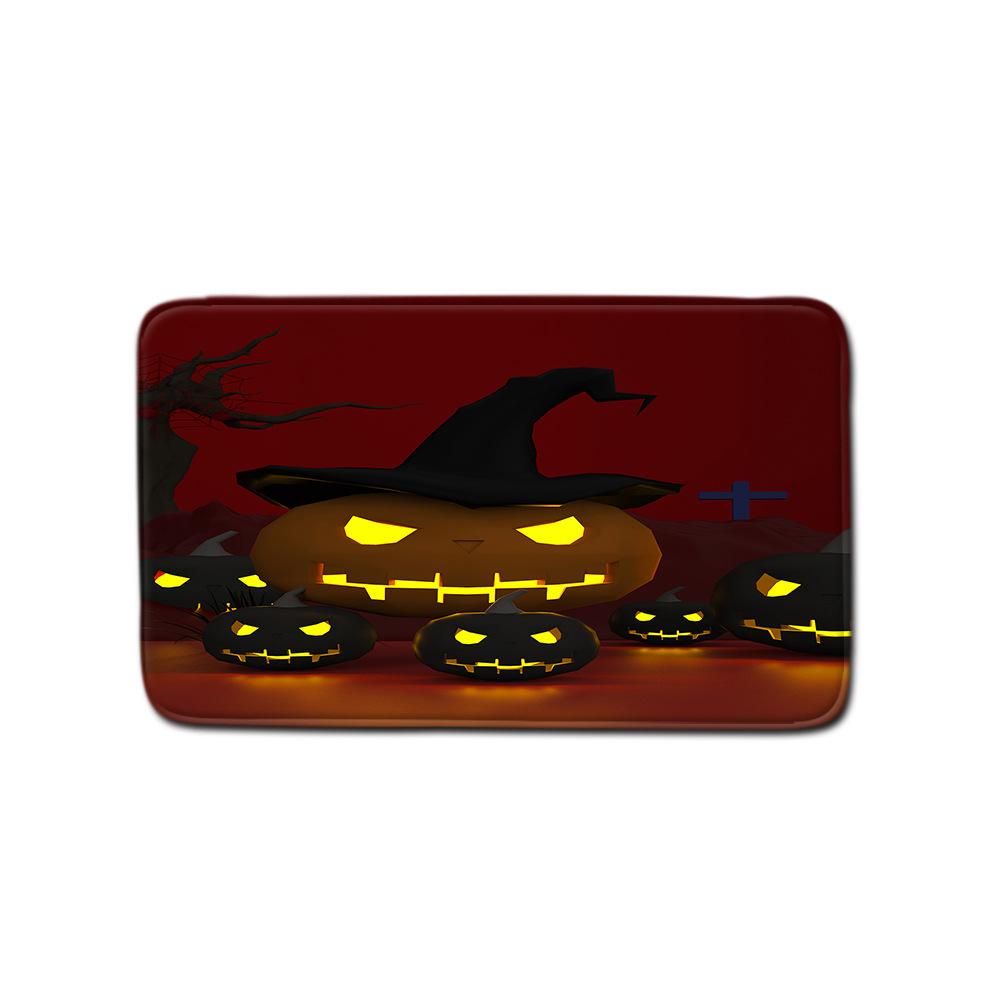 Halloween Shower Curtain Floor Mat Combination Four-Piece Set Bathroom Toilet Carpet Shower Room Foot Mat