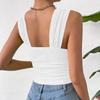 Летняя мода базовый безрукавный укороченный топ женский открытый пупок квадратный воротник однотонный сексуальный бретели рубашки женские элегантные облегающие повседневные женские блузки 26606