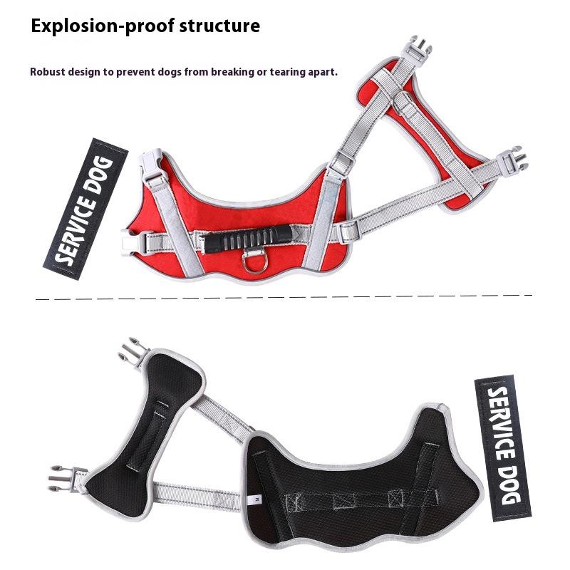Adjustable Dog Chest Harness Leash for Large Breaths Reflective Pet Vest with Padded Handle Heavy Duty Dog Collar
