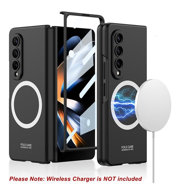 Магнитные беспроводные зарядные устройства для Samsung Galaxy Z Fold 4, чехол, стеклянная пленка, защитная пленка для экрана, матовый твердый чехол