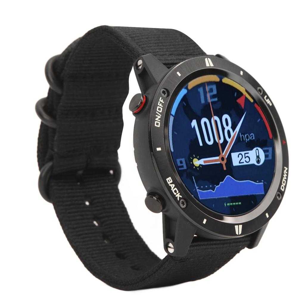 Running Swimming Sports Smart Watch 1.28in IPS TFT Compass Barometer Smart Waterproof Men Watch Black
