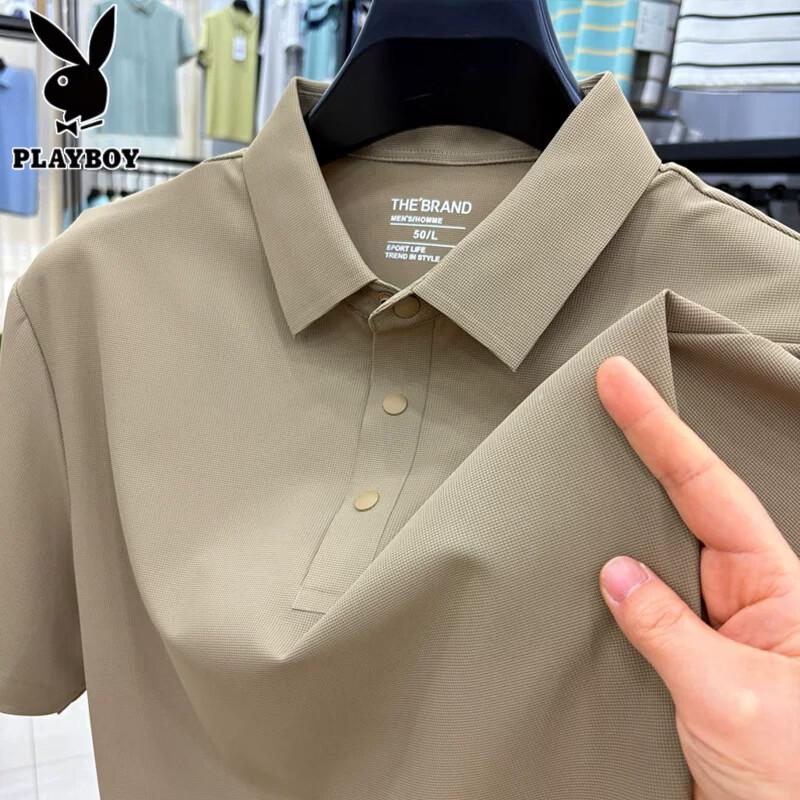 PLAYBOY Мужская футболка-поло с коротким рукавом из ледяного шелка