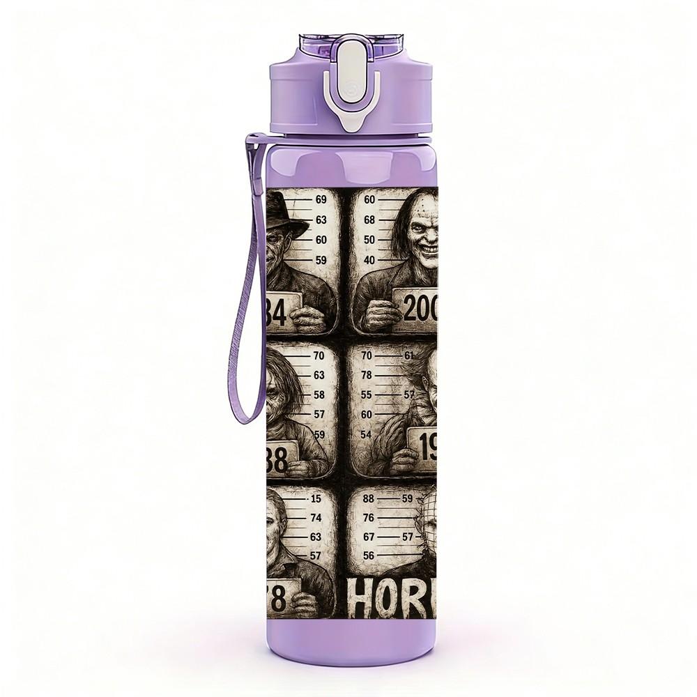 1PC Vintage Old Photo Collage Square Art 750ml Color Plastic Sports Water Bottle Leakproof Flip Straw Lid Suitable for Sports Office Home Use