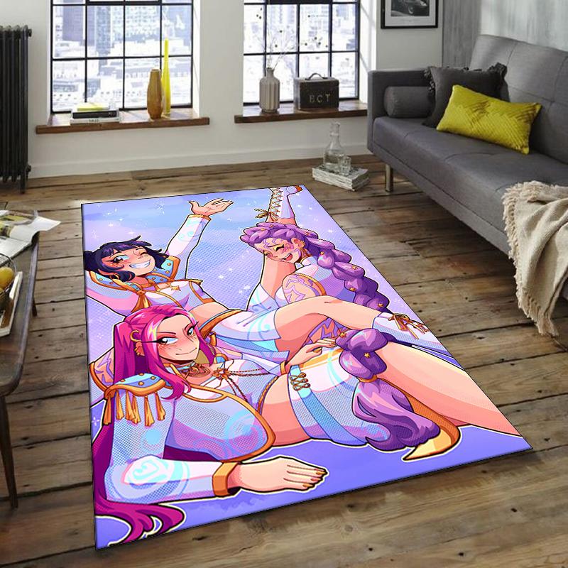 1pc KPop Demon Hunters5 Design Area Rug - Non-Slip, Soft & Cozy Floor Mat for Living Room, Bedroom, Office - Indoor/Outdoor Decorative Carpet