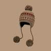 Женская шапка-бини с узором Fair Isle на шнуровке и защитой для ушей: Толстая, теплая вязаная шапка с помпоном для осени и зимы