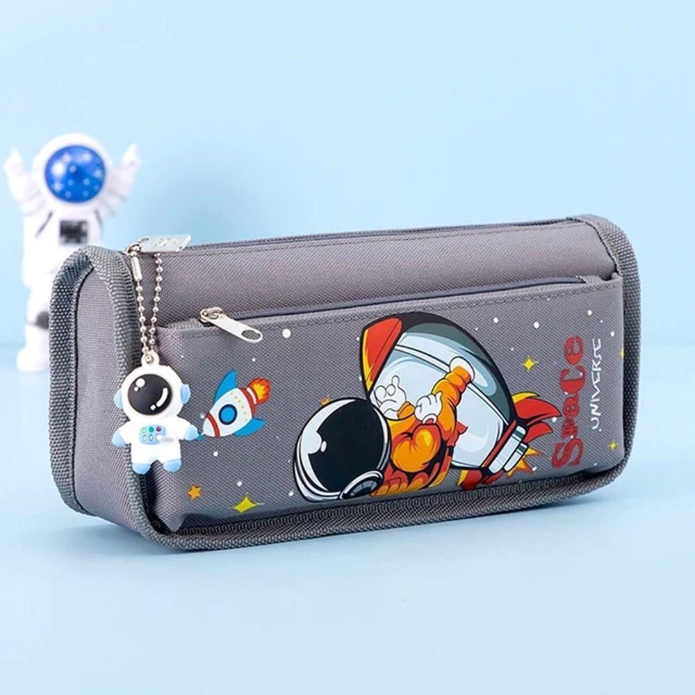 Double Layer Stationery Bag Large Capacity Pencil Bag Astronaut Pencil Case Office Accessories