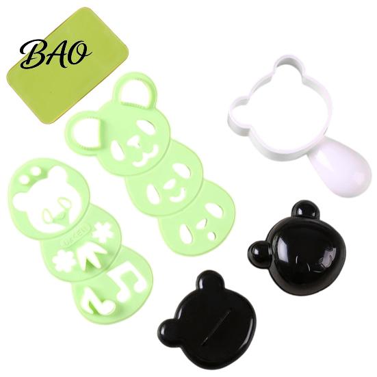 Onigiri Press Tool Rice Ball Molds Kit, Cartoon Bear/Cat/Dog/Panda Shape Maker, Mold for Kids Food Grade Plastic Sushi Bento Lunch Box Picnic Shaping
