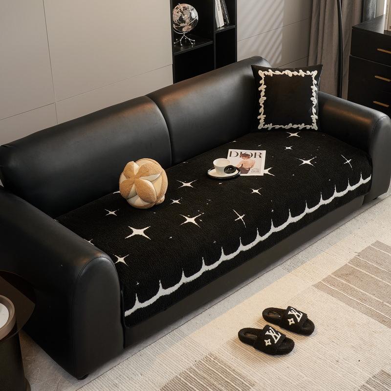 Новая осенне-зимняя кожаная подушка для дивана, ощущение легкой роскоши и высокого класса, длинный прямой ряд, фиксированный, нескользящий чехол для подушки сиденья дивана, ткань